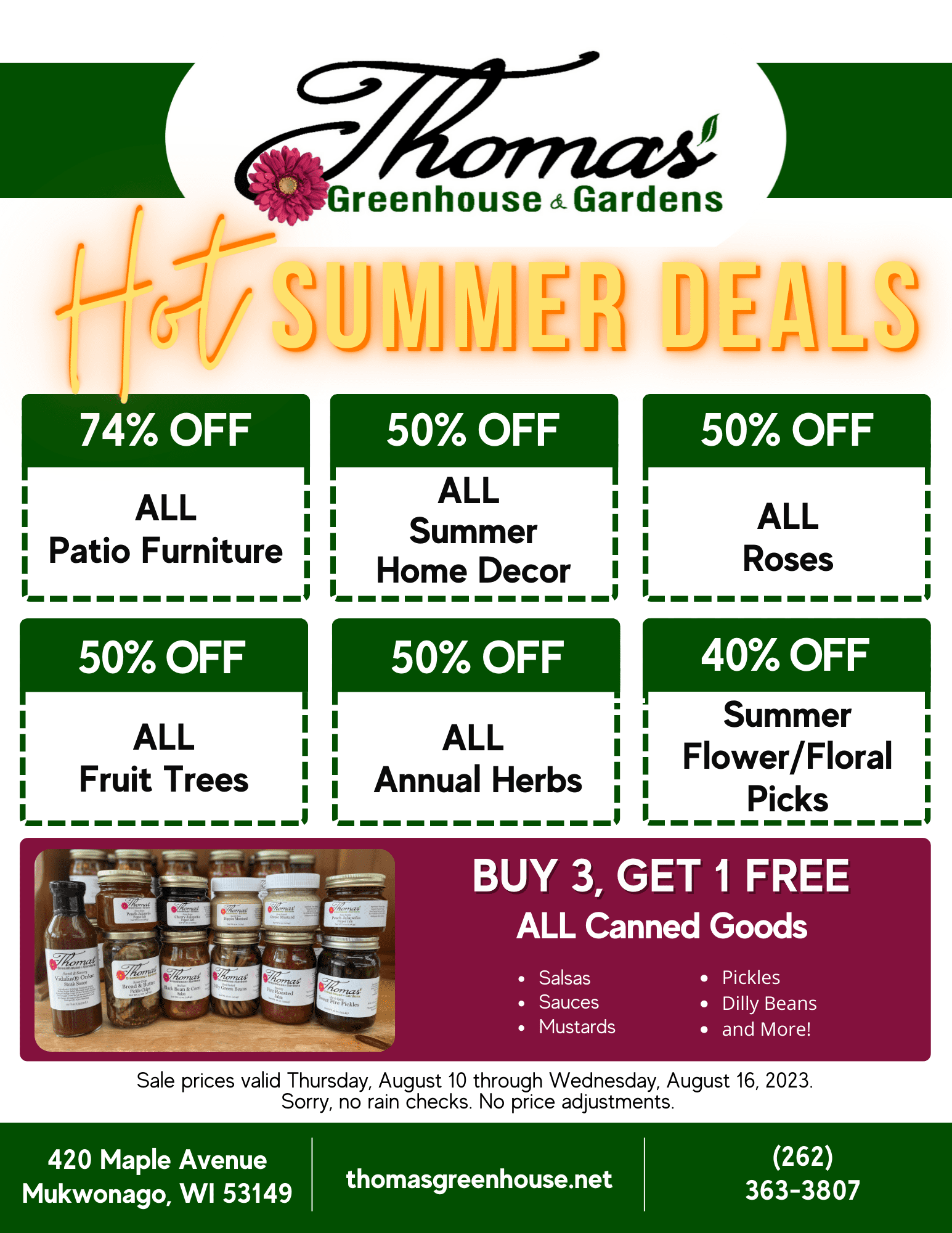 Thomas Greenhouse + Gardens Weekly Specials 9 thomas greenhouse, hot summer deals