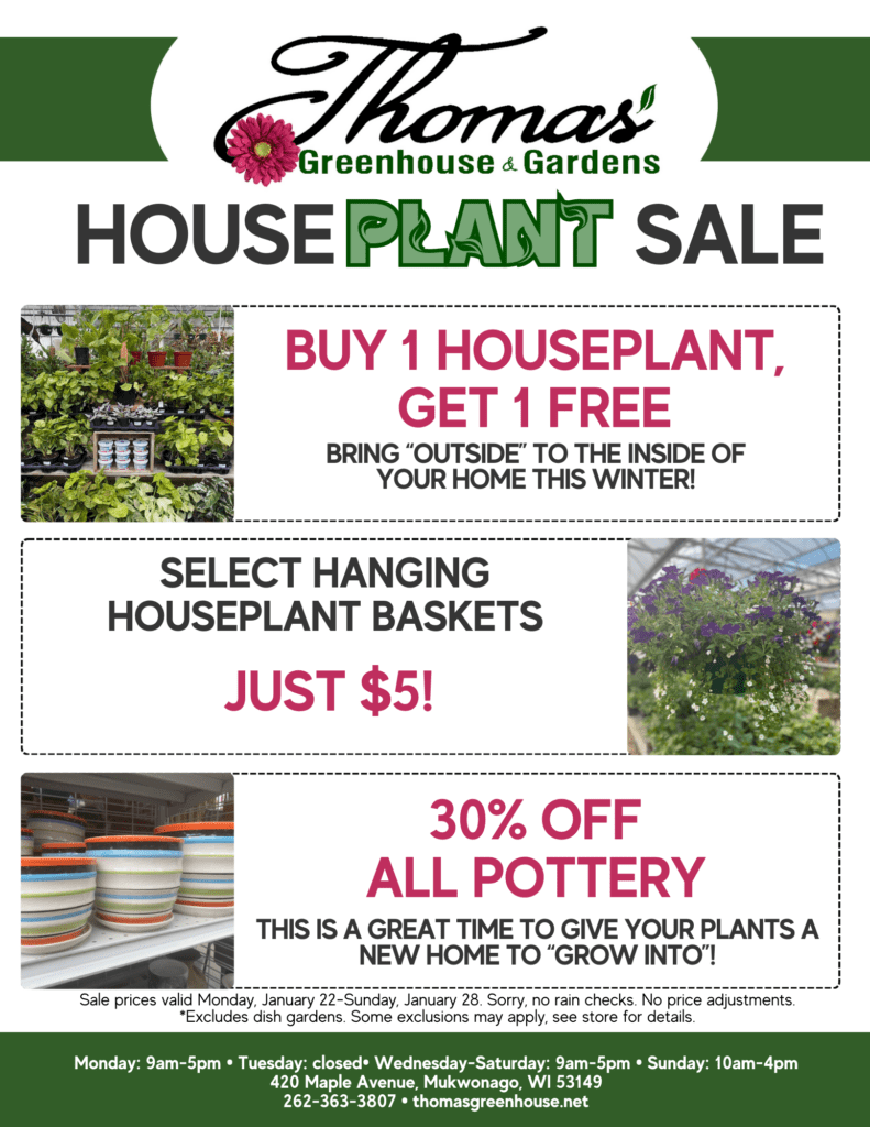 HousePlant Sale Houseplant sale at Thomas Greenhouse and Garden Center in Mukwonago
