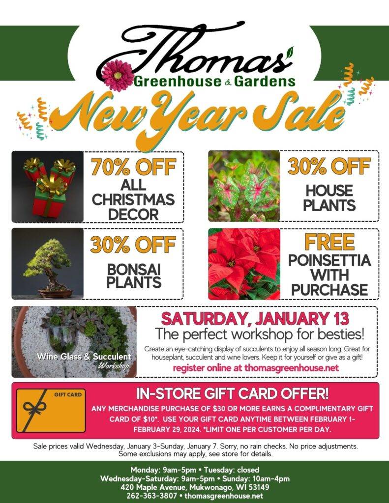 New Year Sale Thomas Greenhouse and Garden Center New Year Sale Flyer
